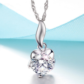 高級S925純銀白狐八幻鋯鑽鎖骨項鍊