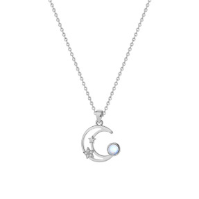 925純銀流星趕月鏤空白金項鍊