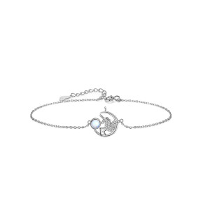 925純銀弦月獨角獸白金手鍊