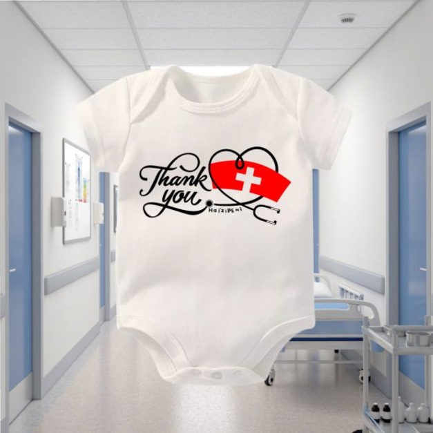 感謝醫護人員 包屁衣-短袖-白