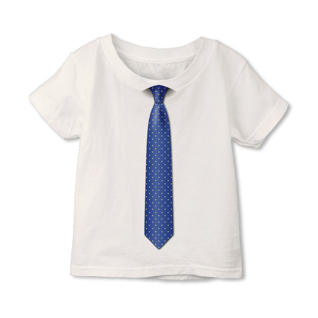 乾淨俐落領帶-藍底黃點-童