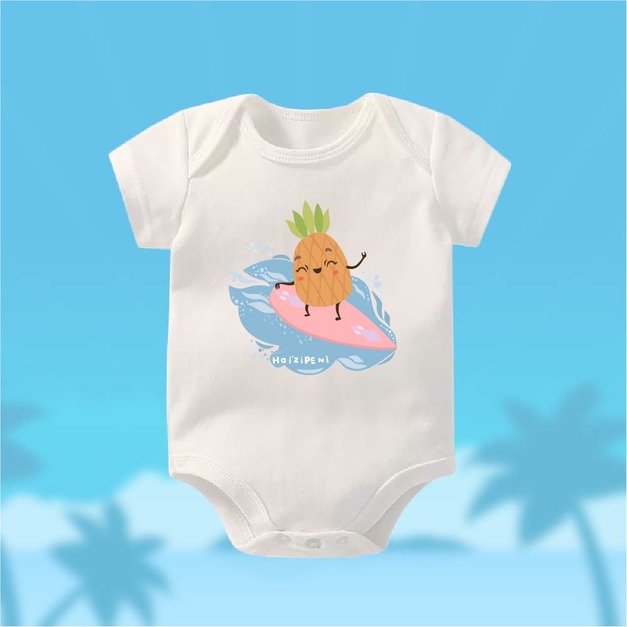 鳳梨妹衝浪趣 包屁衣-短袖-白