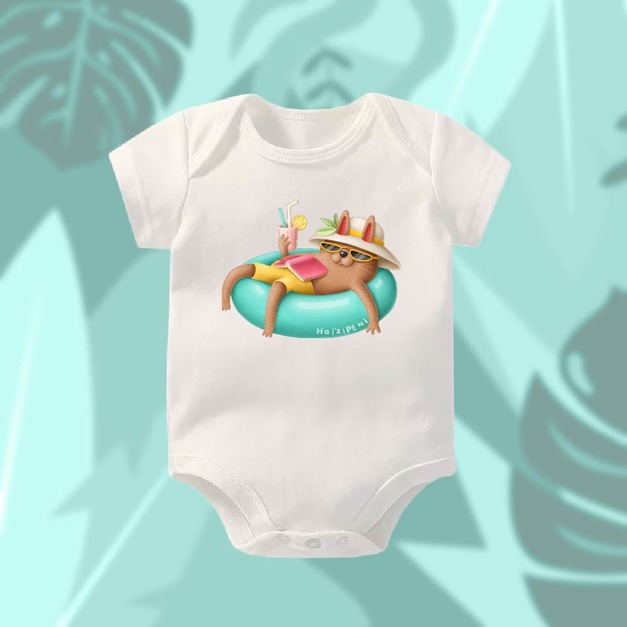 懶貓假期 包屁衣-短袖-白