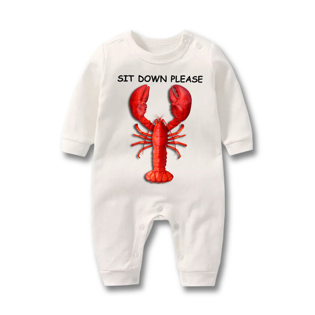 請坐好龍蝦包屁連身衣-白