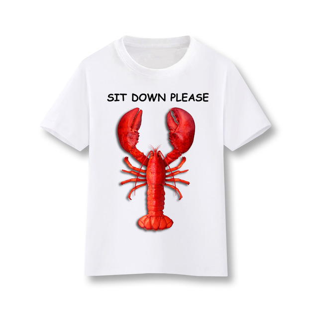 請坐好龍蝦短袖T恤-白-小孩款