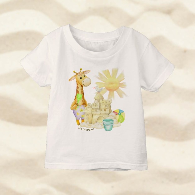 長頸鹿堆沙堡 T恤-小孩款