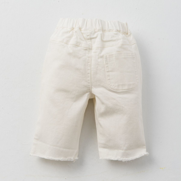 立體剪裁不修邊短褲-白