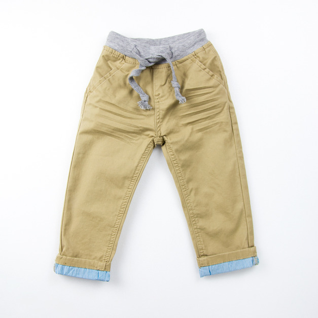 棉質可反摺休閒褲-卡其