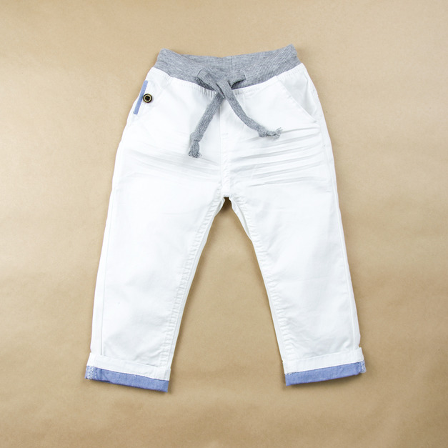 棉質可反摺休閒褲-白