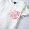 日本傳統紋樣T恤-[麻葉-粉紅]-白-童_1