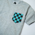 日本傳統紋樣T恤-[市松-湖綠配黑]-灰-童_2