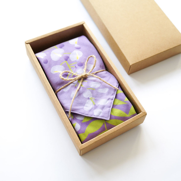 日本傳統紋樣-紫藤花-四重紗手作方巾-貴氣紫