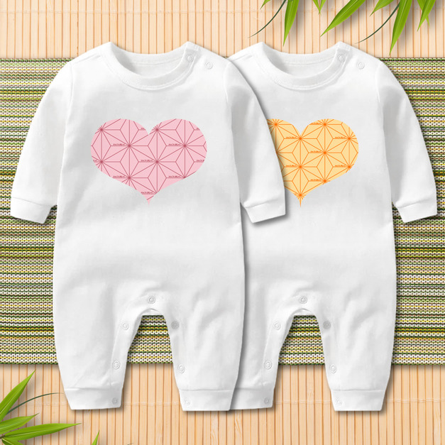 日本傳統紋樣 麻葉 長袖連身衣 2色