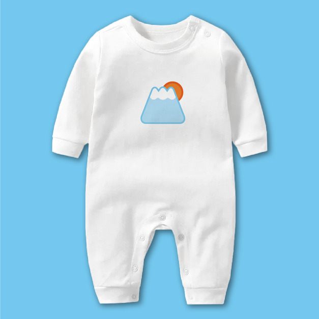 QQ富士山 長袖連身衣-白