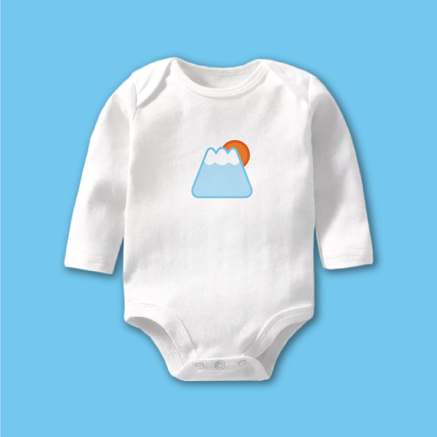 QQ富士山 長袖包屁衣 白