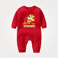 帶財福牛舞獅 嬰兒禮盒2件組 長袖連身衣紅+三角巾 寶寶姓名客製 新年 春節 禮物 2021_2