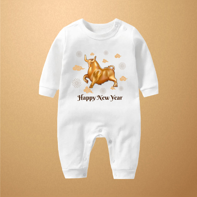 牛年鴻運 長袖連身包屁衣 可姓名客製 寶寶 嬰兒 滿月 禮物