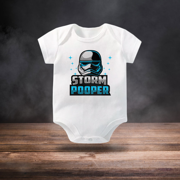 便便暴風寶寶短袖包屁衣  白 嬰兒 新生兒 彌月 滿月 禮物