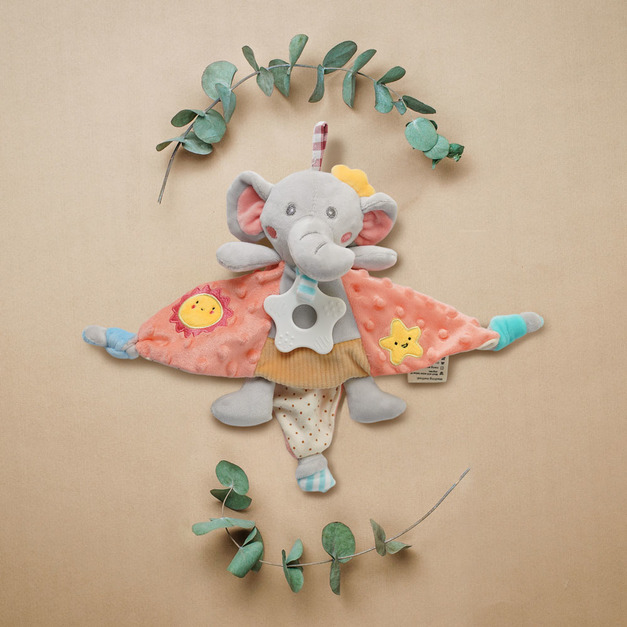 寶寶乖乖動物娃娃安撫巾 幸運小象 緞帶 標籤 嬰兒 禮物