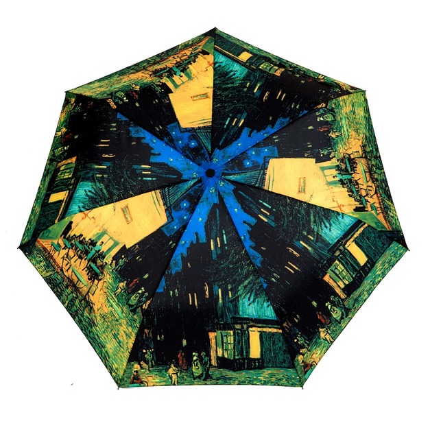 輕巧油畫折傘-梵谷-夜晚露天咖啡座 Cafe