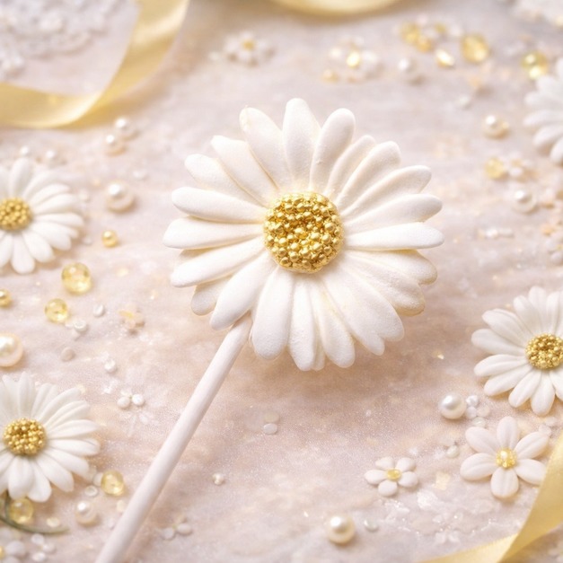 糖雕棒棒糖－純白雛菊