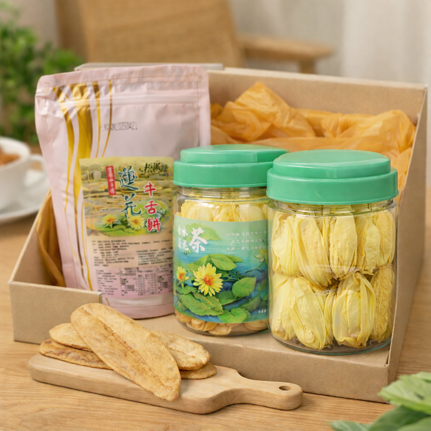 有機蓮花茶+牛舌餅組合