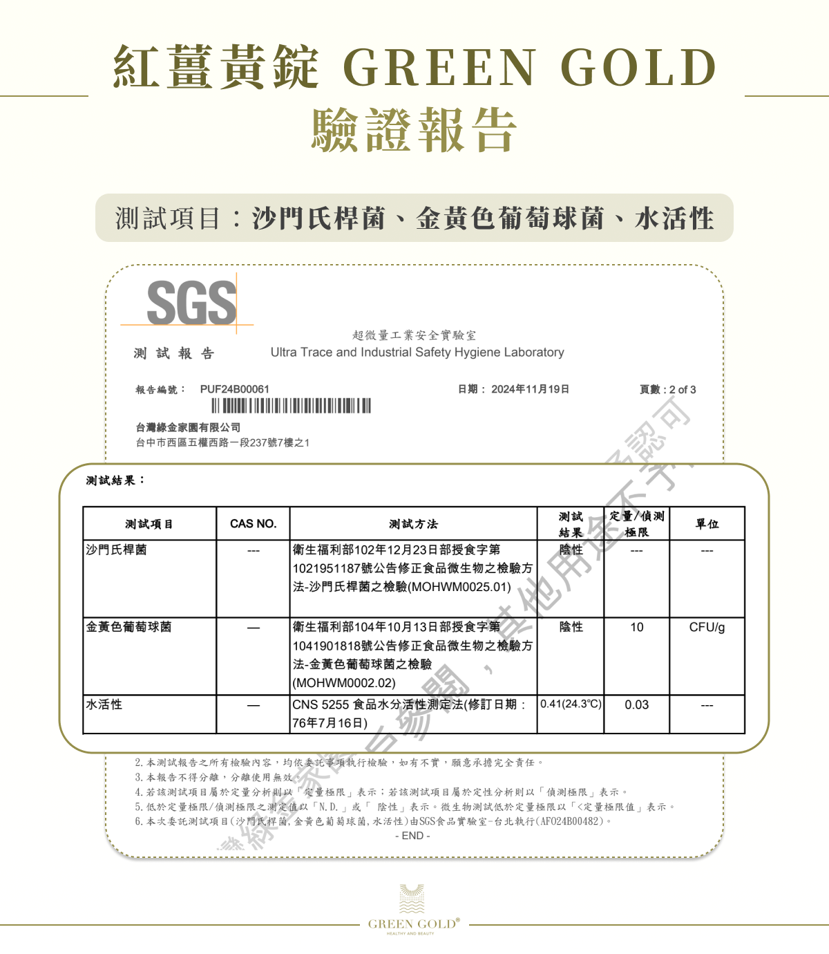 greengold 產品驗證報告