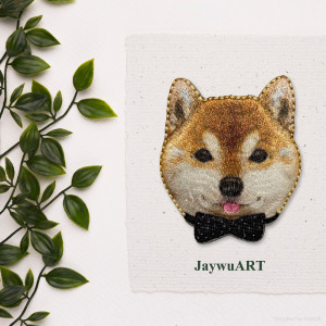 領結黃柴｜JaywuART 刺繡別針