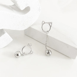 鈴鐺小貓 ‧ 純銀耳環