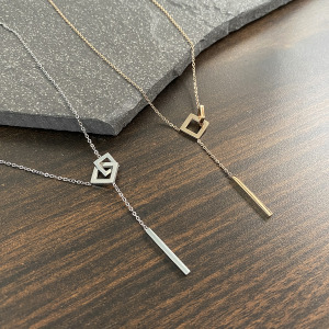 光學方形鋼項鍊