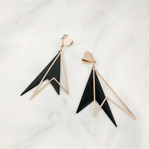 愛心層次幾何耳環