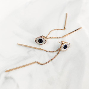 滿鑽眼睛純鋼耳環