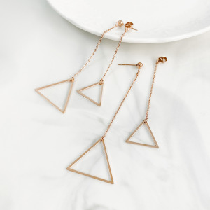 三角前後扣鋼耳環