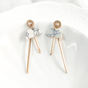 大理石直柱鋼耳環