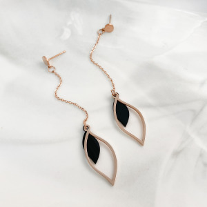 雙葉垂墜鋼耳環