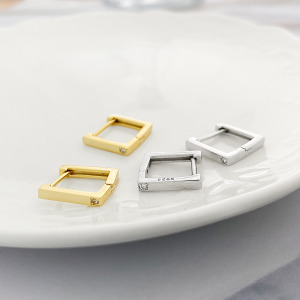 方形圈 ‧ 純銀耳環