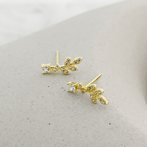 微美金葉 ‧ 純銀耳環