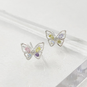 彩鑽蝴蝶 ‧ 純銀耳環