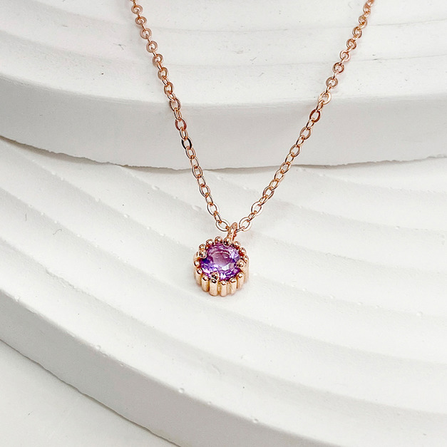 天然石│浪漫紫水晶 ‧ 純銀項鍊