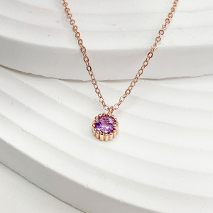 天然石│浪漫紫水晶 ‧ 純銀項鍊