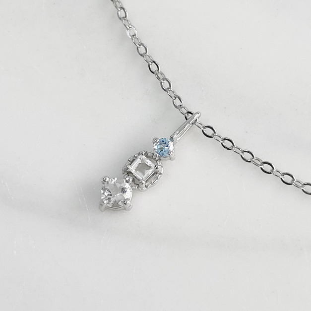 天然石│托帕石 ‧ 白水晶│光刻 ‧ 純銀項鍊