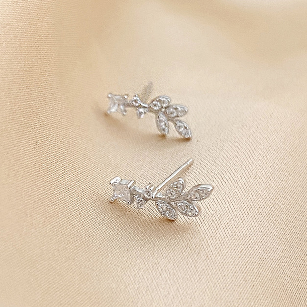 微美金葉 ‧ 純銀耳環