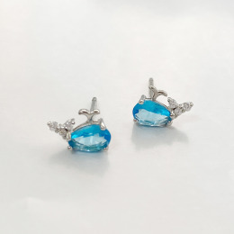 水滴鑽鯨魚 ‧ 純銀耳環