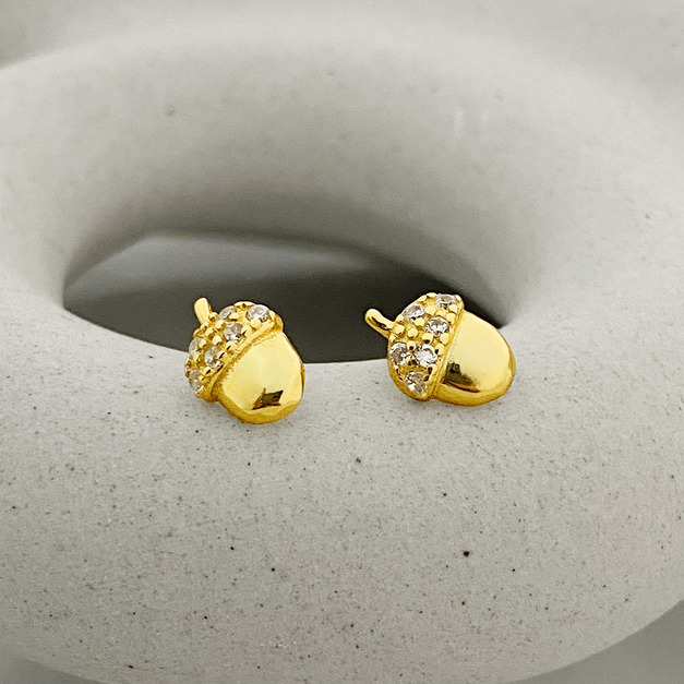 小栗子 ‧ 純銀耳環 (金)