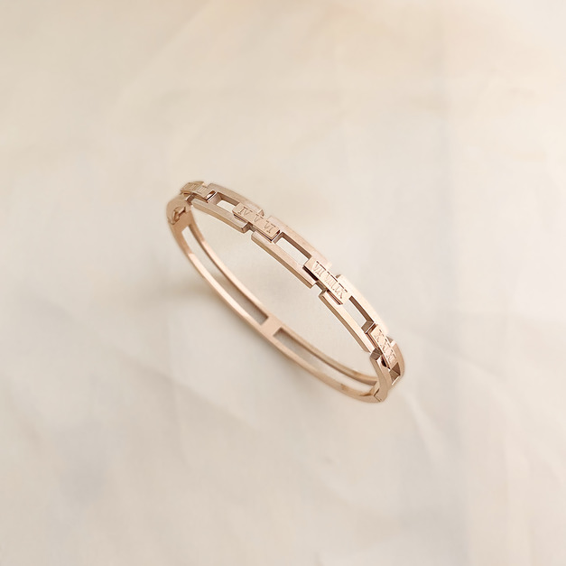 羅馬鍊條鋼手環 (玫)