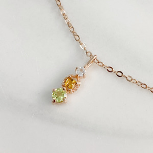 天然石│橄欖石 ‧ 黃水晶 ‧ 月光石│光刻 ‧ 純銀項鍊