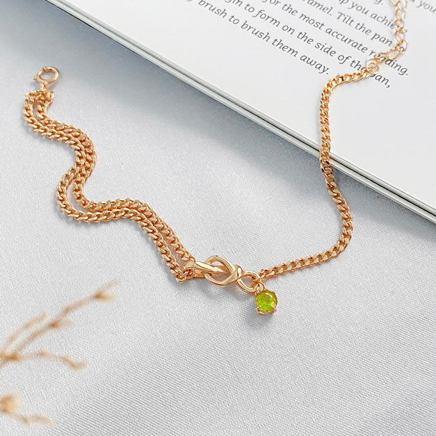 天然石│幸運結橄欖石 ‧ 純銀手鍊