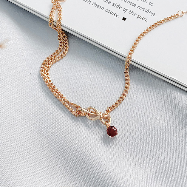 天然石│幸運結石榴石 ‧ 純銀手鍊