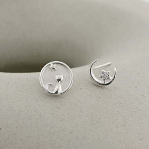 星空貓咪 ‧ 純銀耳環