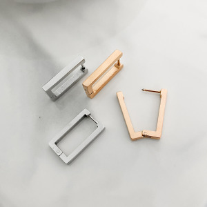 簡約長方形圈鋼耳環